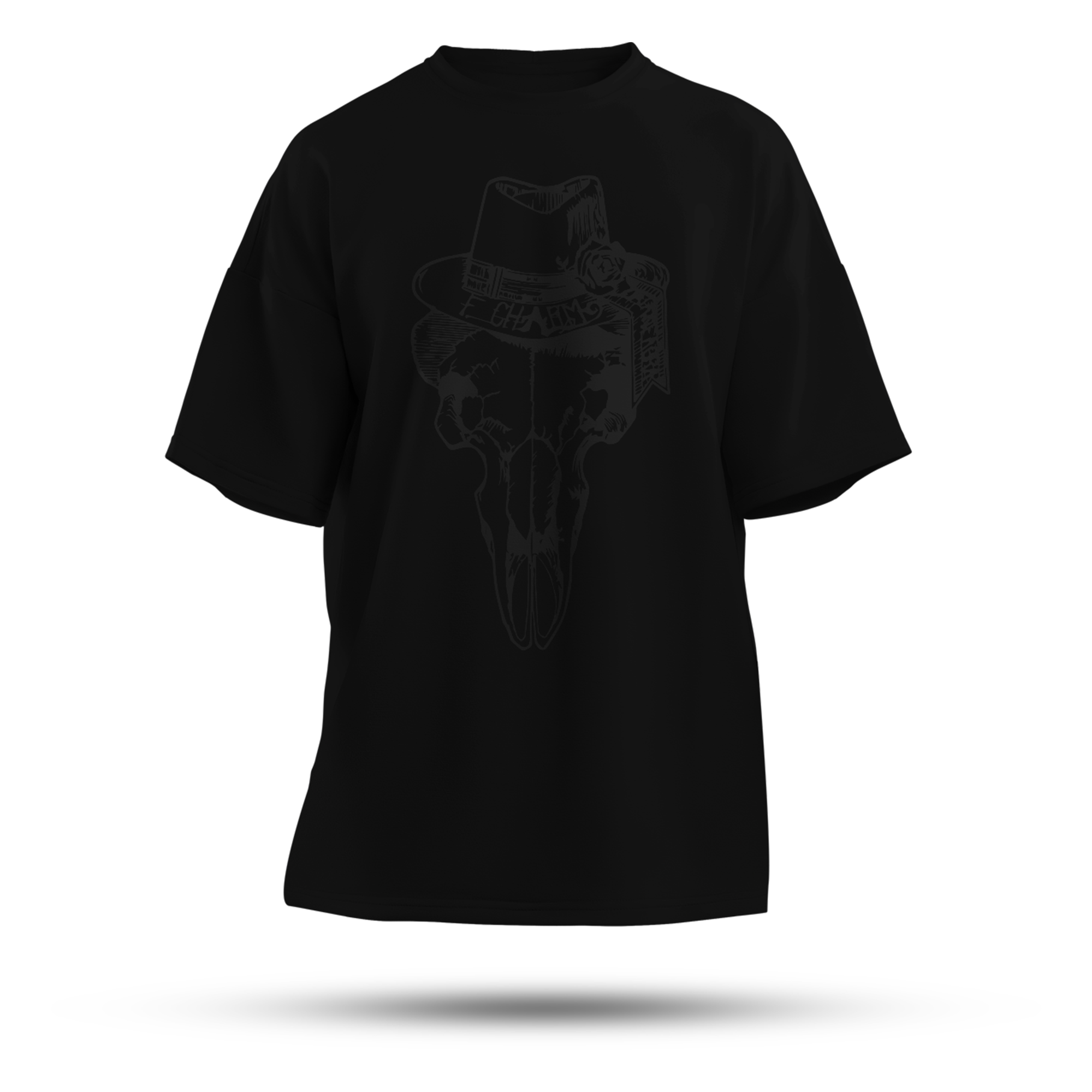 Tricou Oversize Negru - Black Skull