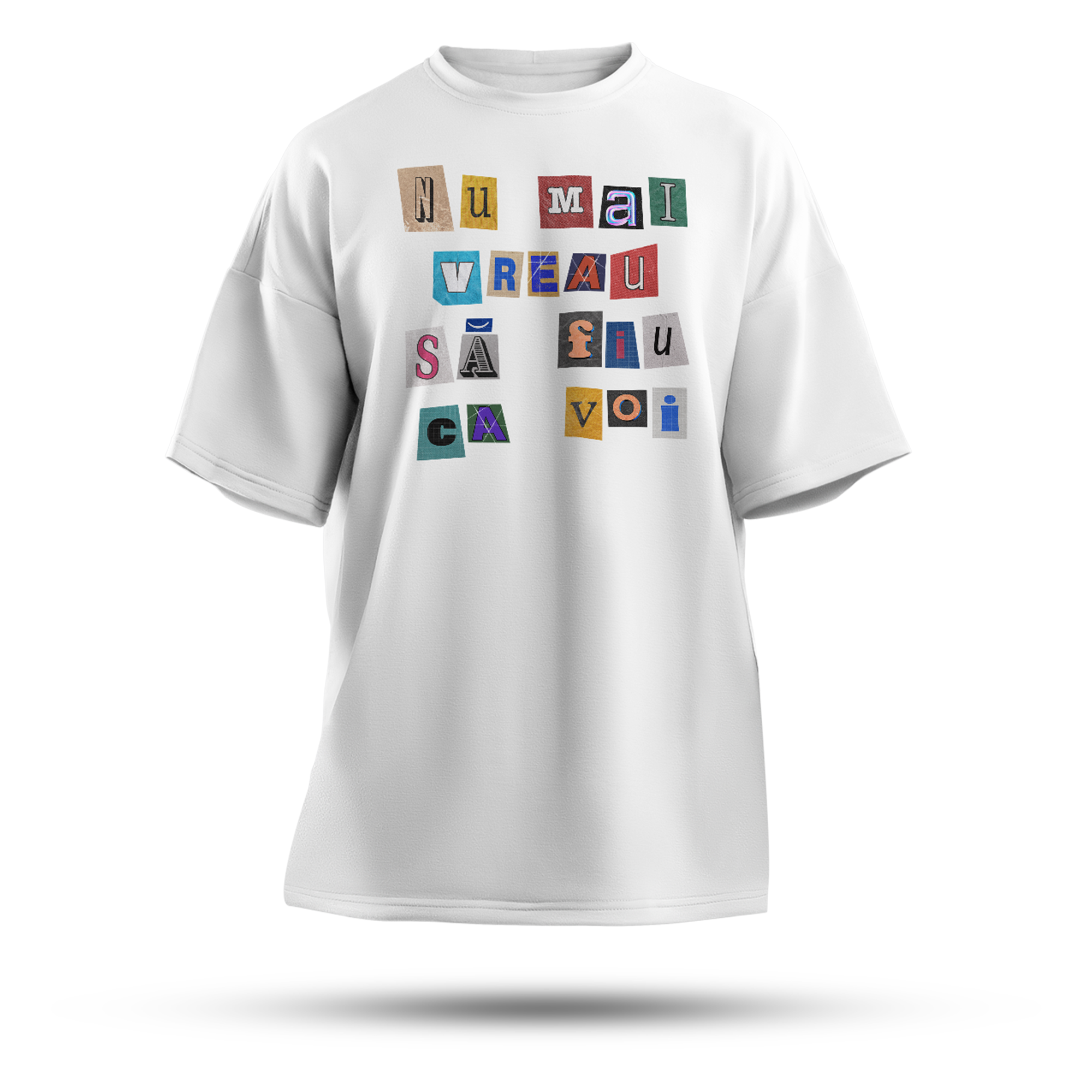 Tricou Oversize Alb - NU MAI VREAU!