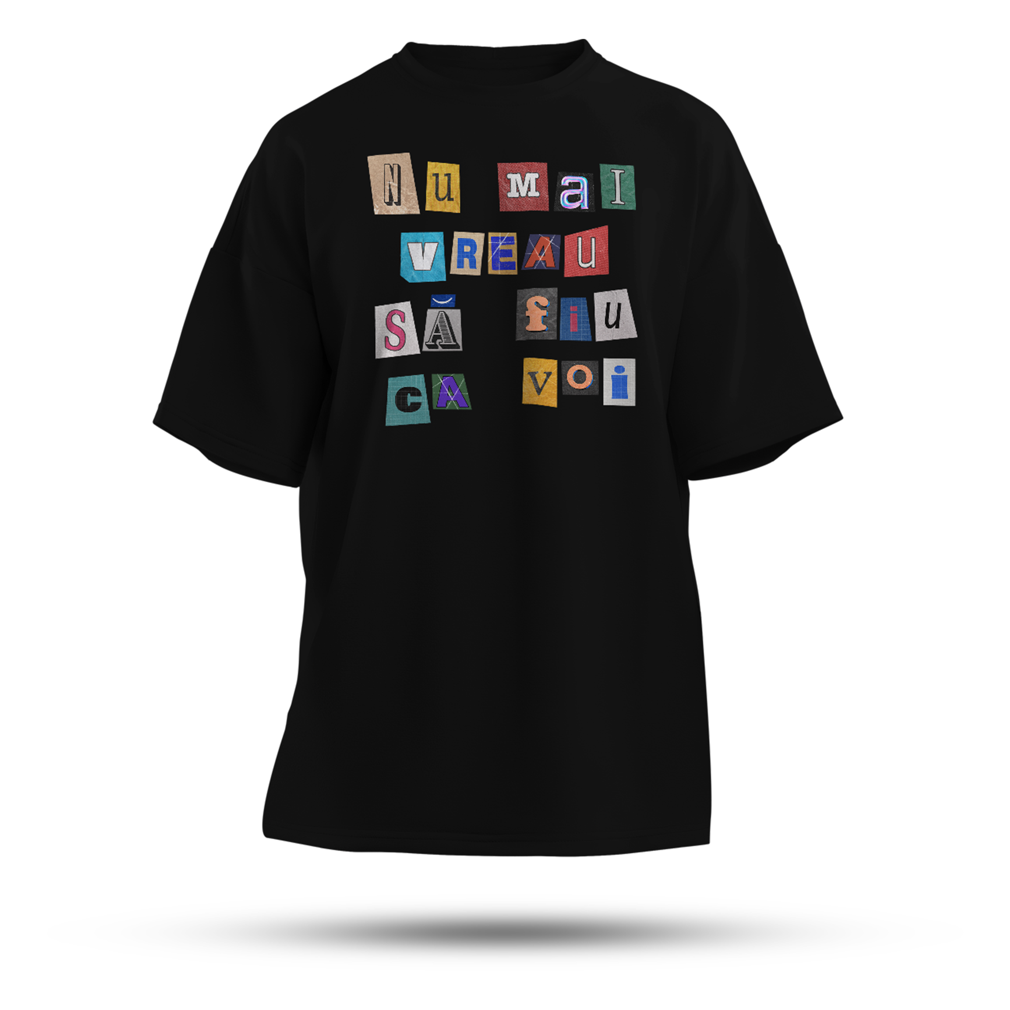 Tricou Oversize Negru - NU MAI VREAU!