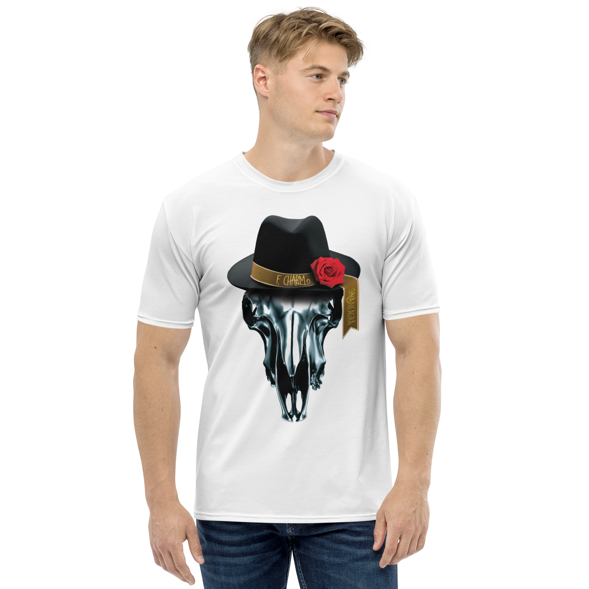 Tricou Alb - Metalic Skull