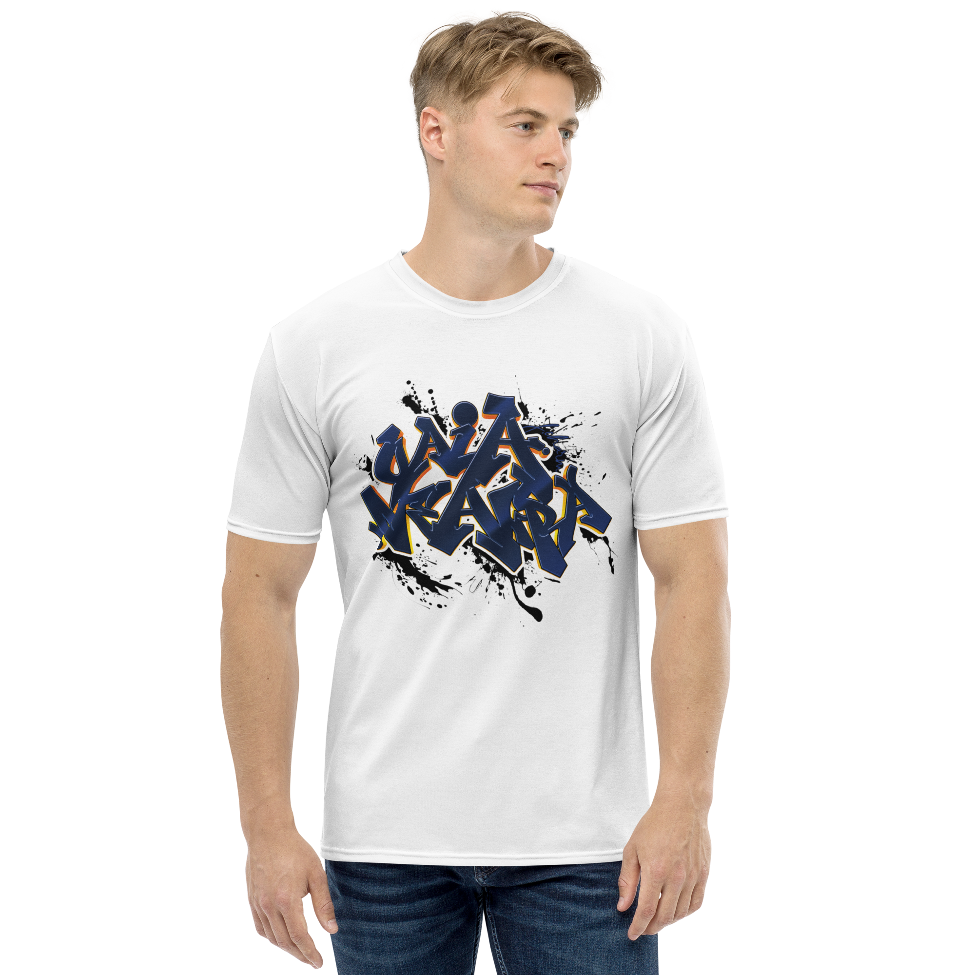 Tricou Alb - Graffiti Blue