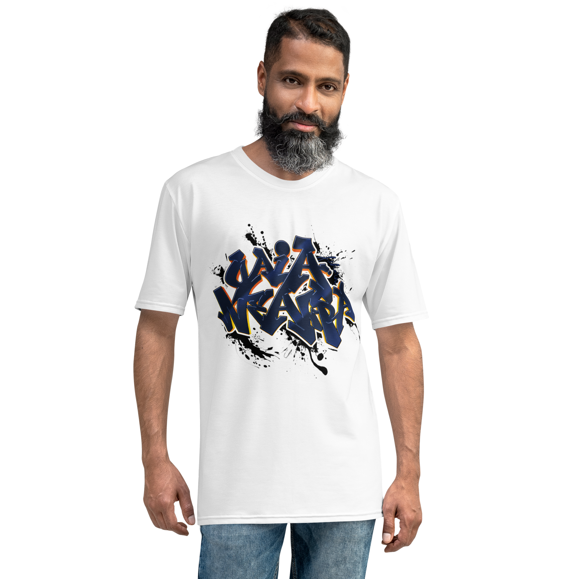 Tricou Alb - Graffiti Blue