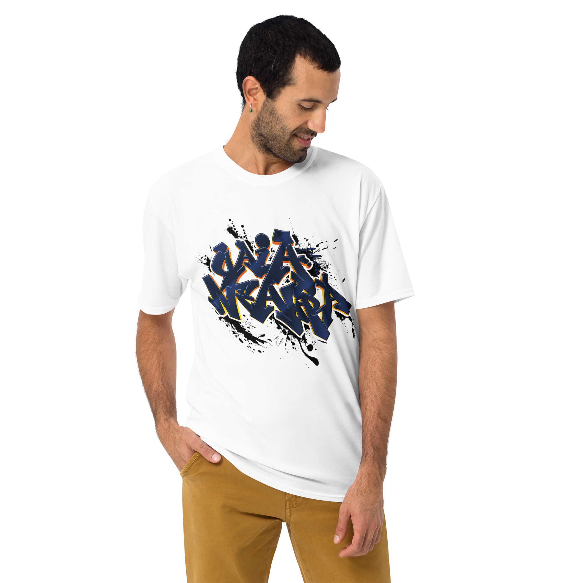 Tricou Alb - Graffiti Blue