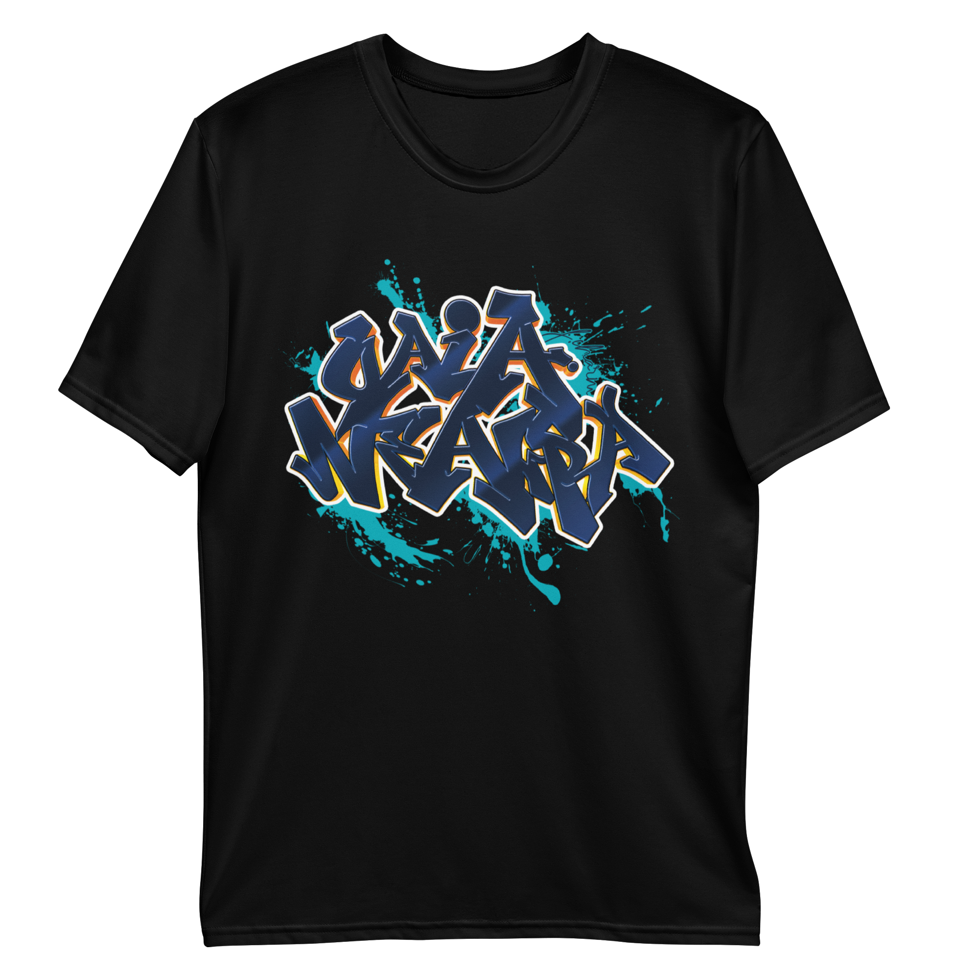 Tricou Negru - Graffiti Blue