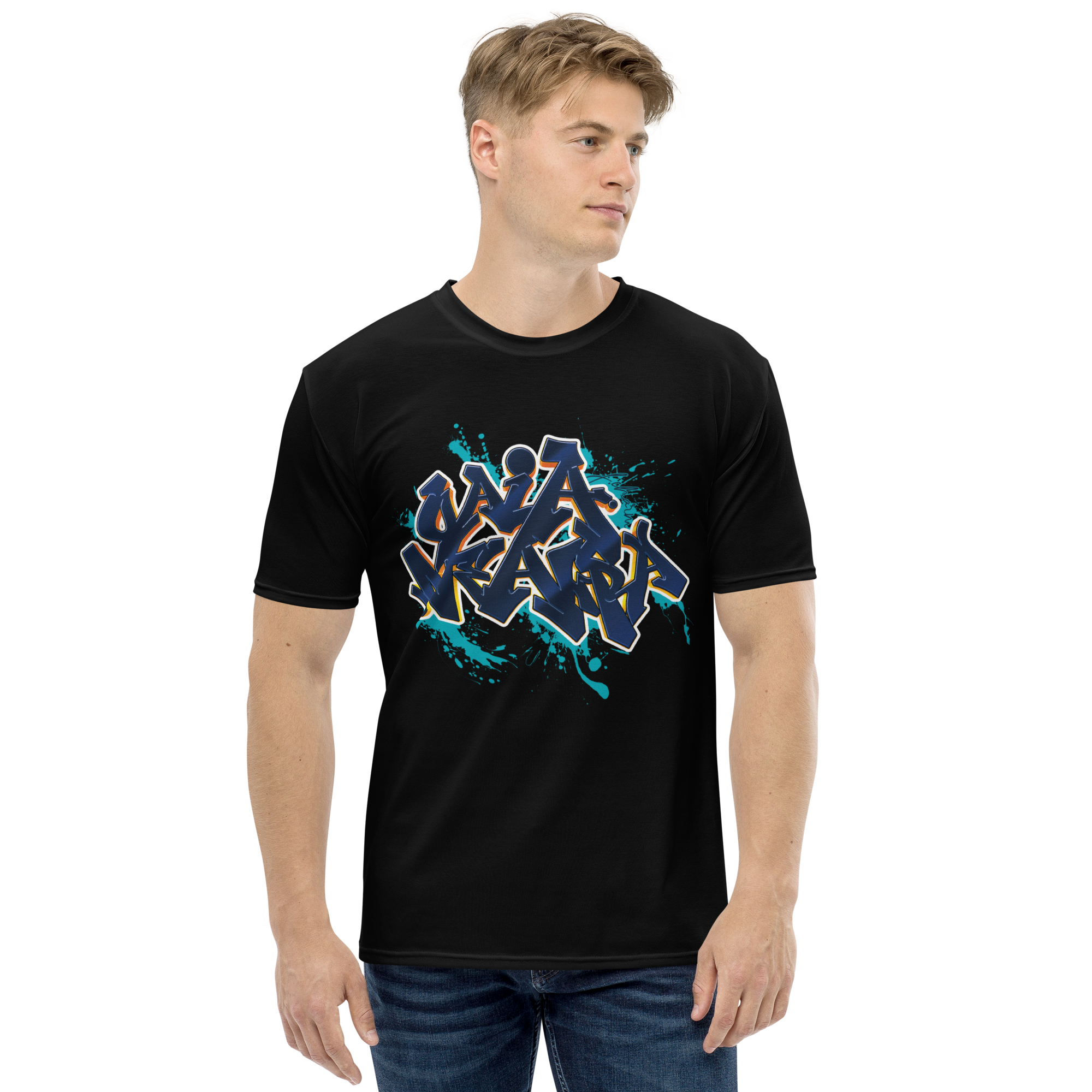 Tricou Negru - Graffiti Blue