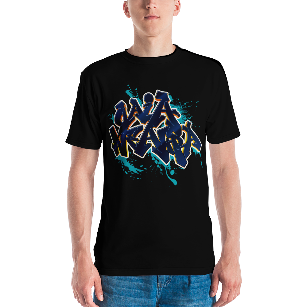 Tricou Negru - Graffiti Blue