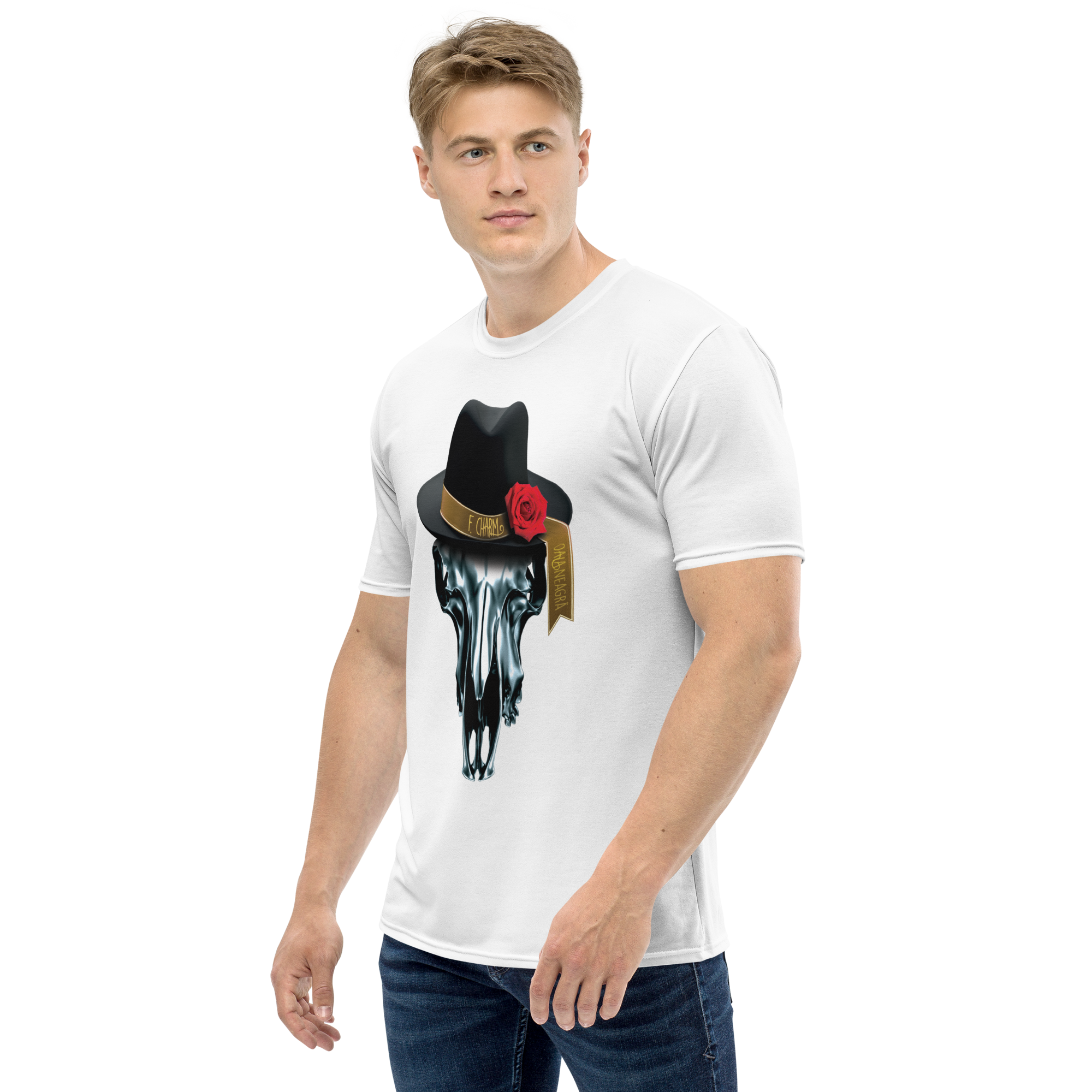 Tricou Alb - Metalic Skull