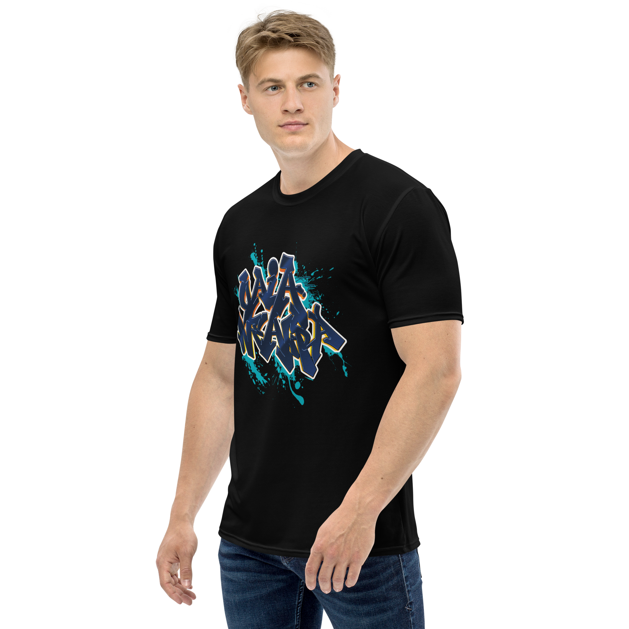 Tricou Negru - Graffiti Blue