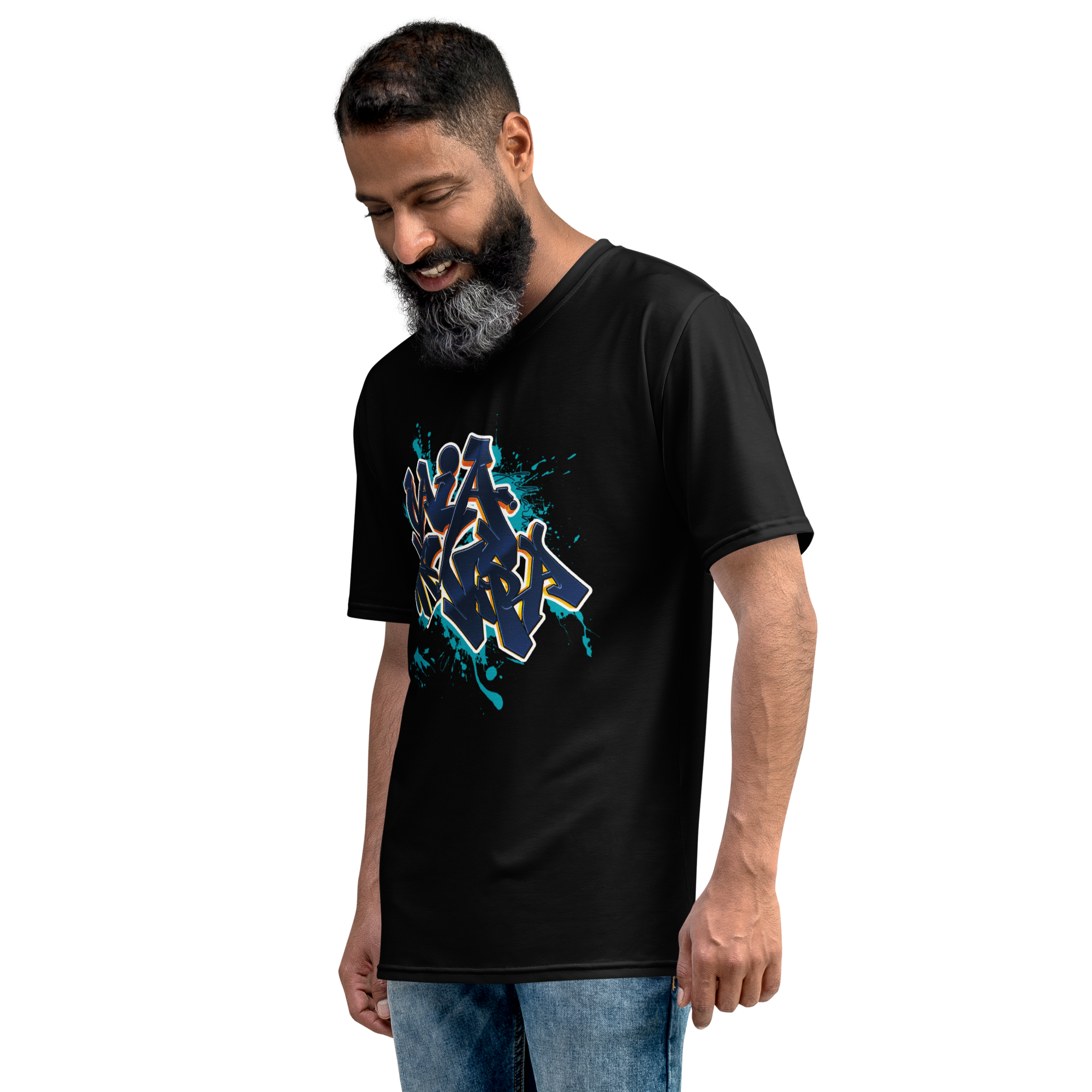 Tricou Negru - Graffiti Blue